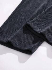 Men's Corduroy Casual Straight Leg Pants, Personalized Printed Loose Simple Versatile Sweatpants For Spring & Autumn