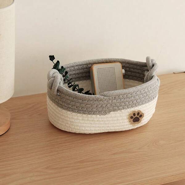 Yiuswoy Pequena cesta de armazenamento de tecido para brinquedos de animais de estimação, cesta para cães e gatos, ideal para artigos de higiene pessoal, chaves, controles remotos, cosméticos e pequenos acessórios, organização e decoração doméstica, perfeita para casa, dormitório, escritório ou escola