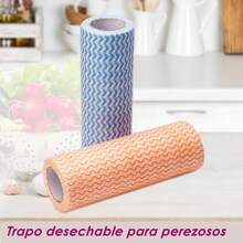 2 Rollos Paños de limpieza desechables, 40 hojas por rollo, no tejidos, toalla de limpieza multiusos para mesa, cocina, sala de estar, dormitorio y baño - 2 Rollos (Naranja+Azul) - Ver 2