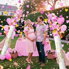Gender Reveal Confetti Cannon - Heart Shaped Confetti Party Poppers - Pink, 4 Pack - B Aby G Irl Gender Reveal Party Poppers Cannons Shooters Blaster - 4粉 - 查看 7