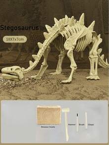 1Pc Dinosaur Fossil Digging Toy (Free Tools) - T-Rex/Triceratops & More, Kids DIY Educational Digging Treasure Toy For Boys Girls