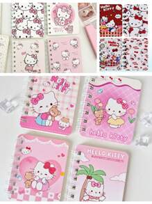 Sanrio 4pcs/1pc Sanrio Hello KT Spiral Notebook - A7 Size - Cute Thick Cartoon Theme Diary, Simple Design, Features, Simple Inner Page Style Cartoon Series Portable Notebook, Personalized Stationery, Office Supplies