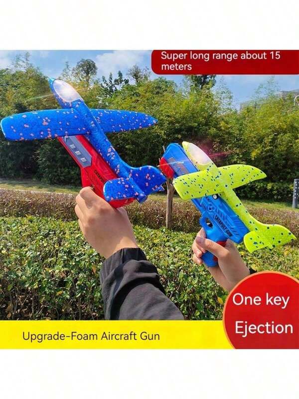 1 pieza Juguete para exteriores infantil talla grande vendido del 2025, juguete interactivo de avión lanzador con luces ideal para reuniones familiares, regalo de cumpleaños, halloween o fiesta