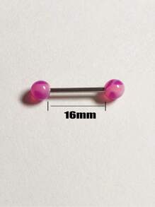 1 Set 16mm Fashionable Dual-Tone Colorful Punk Acrylic & Titanium Tongue Piercing Jewelry, Dual-Head Round Ball Pink Tongue Ring Unisex Piercing Accessory