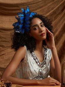 1 件蝴蝶头饰帽帝王蝶头饰皇冠茶会服装头饰万圣节服装 - 彩色 - 查看 5