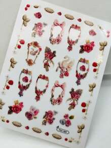 Adesivos de Arte de Unhas com Moldura de Flor de Rosa Vintage