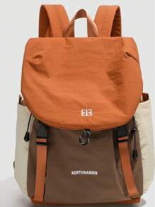 Casual Contrast Color Letter Women Backpack Large Capacity Ladies Fashion Backpack For Travel, Vacation, University Students