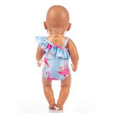 Ropa para muñeca reborn de 16-18 pulgadas, mono de una sola manga con estampado de flamencos azules para accesorios de muñeca