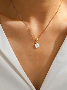 1 件华丽经典六爪十字链 1 克拉莫桑石钻石 S925 纯银项链适合订婚、女朋友、周年纪念礼物、母亲节珠宝礼物、新娘精美珠宝 - 金色 - 查看 3