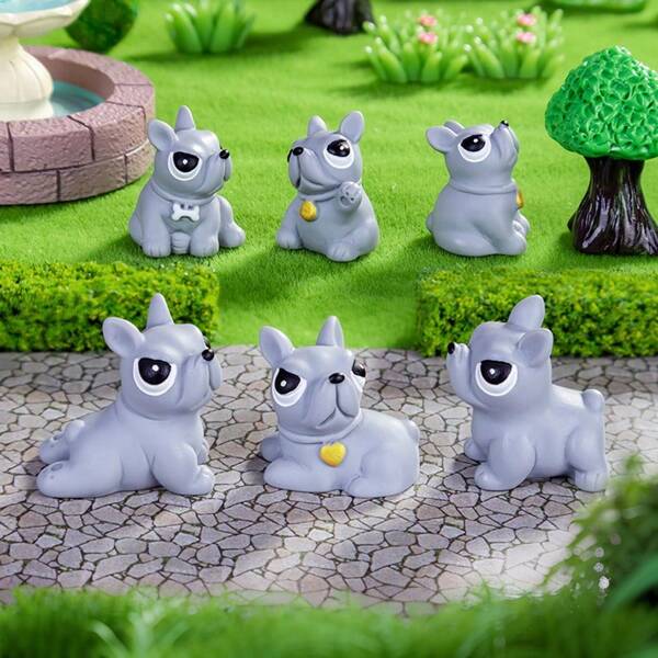 6 peças de sinos fofos de cachorro-touro | Pequenos acessórios de resina faça você mesmo, decoração de mesa/decoração para pendurar, itens adoráveis