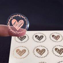 100pcs/1 Pack Transparent Hot Stamping Heart-Shaped Self-Adhesive Paper Food Packaging Labels, Envelope Letter Sealing Stickers, Multi-Functional Gift Bag Box Sealing Decals, Suitable For Party Gifts, Wedding Invitations, Food Outer Packaging Decoration Distinction - 100pcs Without Adhesive - View 4