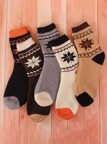 5 pares de meias de inverno masculinas, meias de lã grossas e felpudas da moda, outono/inverno