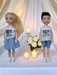 1 peça/2 peças de mini boneca de casal de 14 cm/5,5", acompanha roupas e sapatos de boneca, fantasia de festa para adultos, acessórios para boneca, presente de aniversário, Dia das Mães, presente de Natal, ótimo como lembrancinha de casamento. (Observação: o padrão de algumas roupas pode ser enviado aleatoriamente, mas o estilo é o mesmo.)