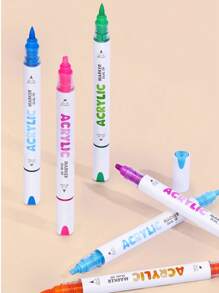 Set de regalo de 12 colores de bolígrafo de marcador acrílico de punta doble para estudiantes, arte DIY, graffiti, pintura, suministros escolares, vuelta al cole