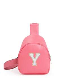 1 pieza Bolso cruzado de hombro con estampado de letras para niñas, bolso de pecho y cintura lindo adecuado para uso diario, exterior, viaje, senderismo, portátil, opción de regalo ideal