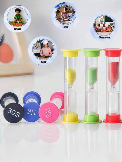 6PCS Set, 30Mins, 1Min, 2Mins, 3Mins, 5Mins, 10Mins Sand Timer, Teens Desk Decor Gift, Time Management & Stress Relief (Random Color) Timer, Fashionable, Stress Relief, Game Timing, Birthday Gift, Party, Halloween, Carnival Decor