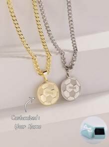 1 Stück personalisierte Halskette in Sportball-Form mit Name, verschiedene Stile, Vatertag, Valentinstag, Geburtstag, Jahrestag, Freunde, Studentenabschluss, Weihnachten, hochwertige Familiengeschenke, geeignet für alle Jahreszeiten