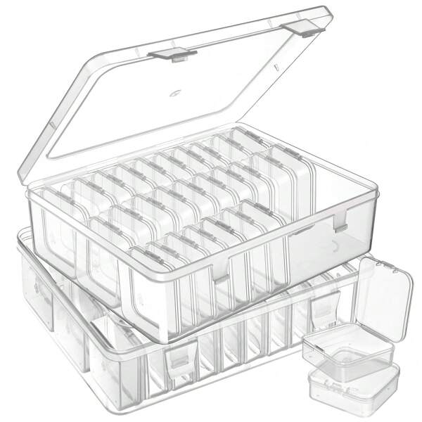 30/60 Pcs Plastic Storage Boxes, 30 Compartments With Small Containers - Transparent Jewelry, Craft & Sewing Organizer, Home Solution, Multi-Purpose Containers For Home And Dorm Use, Jewelry Box For Women Storage Organizer Travel Essentials Back To School Dormitory Storage
