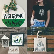 14 Peças Modelos de Pintura de Cabeça de Lobo Uivando, Modelos de Plástico Reutilizáveis para Rocha, Pintura a Óleo, Parede, Azulejo, Camisa, Tela, Decoração de Casa