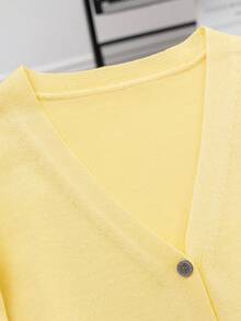 GIGOGOU Women's Casual Solid Color Knit Cardigan, Spring/Autumn - Yellow - View 8