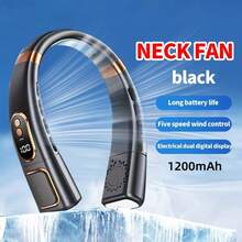 Portable Neck Fan With LED Display, Chargeable Bladeless Personal Fan, 5-Speed Operation, USB Powered Desk Fan, 5th Gen Night Running Fan With Lights