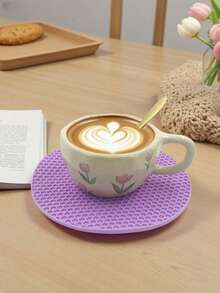 Ceramic Coffee Cup With Flower Pattern, Cups For Home, Office Or Breakfast, Milk Cup, School Utensils - Multicolor - View 8