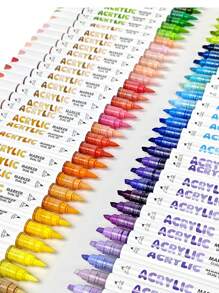 Set de regalo de 12 colores de bolígrafo de marcador acrílico de punta doble para estudiantes, arte DIY, graffiti, pintura, suministros escolares, vuelta al cole