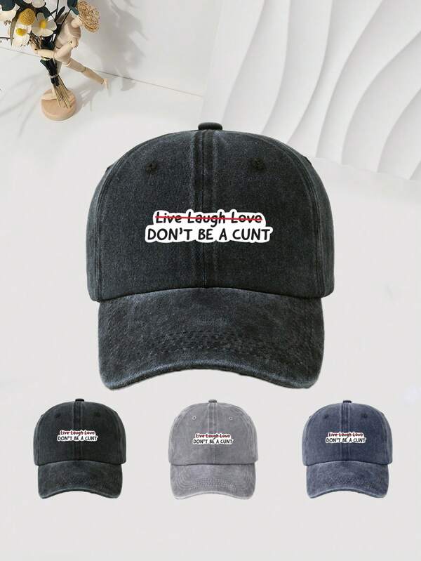 1pc English Text Print Adjustable Baseball Cap, Washable, Fashion, Breathable, Versatile Outdoor Sun Protection Hat, Suitable As Holiday Gift