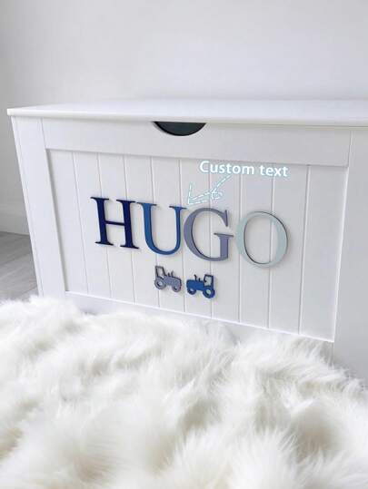 Wooden Toy Box Sign & Embellishments. Pastel Name. Toy Box Decor. Wall Decor. (Letters / Embellishments Only, Toy Box NOT Included)