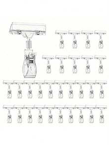 10 个装透明塑料标牌夹，可旋转零售展示挂钩，可调节价格标签夹，弹出广告夹商店超市货架爆炸贴价格标签双头机械拇指价格广告夹适用于服装架、超市、水果店、工业和科学零售标牌设备 - 白色 - 查看 1