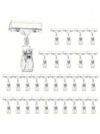 10 个装透明塑料标牌夹，可旋转零售展示挂钩，可调节价格标签夹，弹出广告夹商店超市货架爆炸贴价格标签双头机械拇指价格广告夹适用于服装架、超市、水果店、工业和科学零售标牌设备