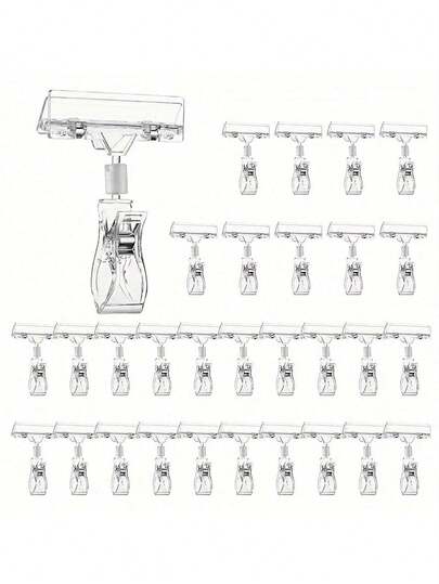 10 Pack Clear Plastic Sign Clips, Rotatable Retail Display Hooks, Adjustable Price Tag Holder, Pop Advertising Clips Store Supermarket Shelf Explosion Sticker Price Tag Double Head Mechanical Thumb Price Advertising Clips Suitable For Clothing Racks, Supermarkets, Fruit Stores, Industrial And Scientific Retail Signage Equipment