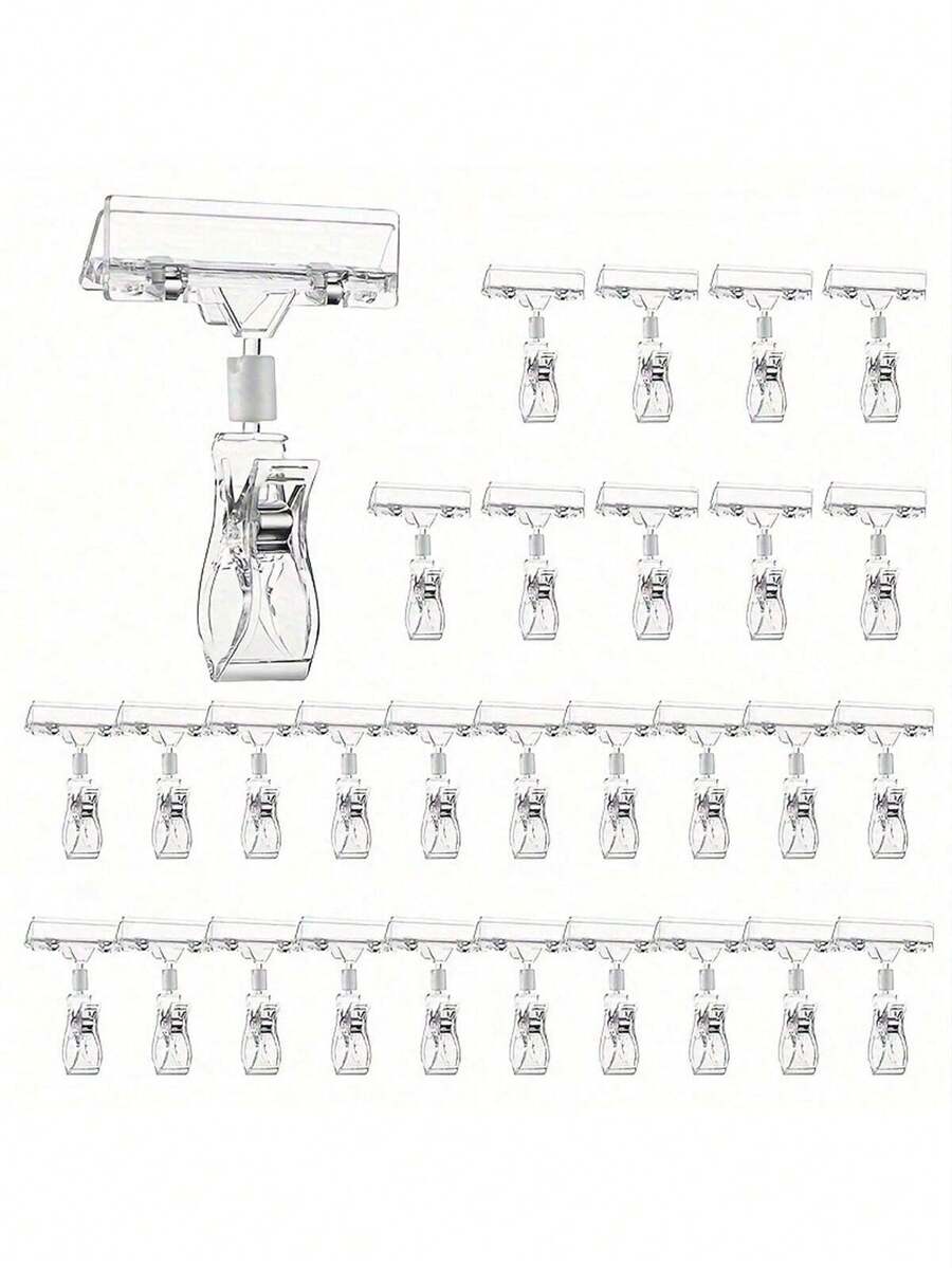 10 个装透明塑料标牌夹，可旋转零售展示挂钩，可调节价格标签夹，弹出广告夹商店超市货架爆炸贴价格标签双头机械拇指价格广告夹适用于服装架、超市、水果店、工业和科学零售标牌设备 - 白色 - 查看 1