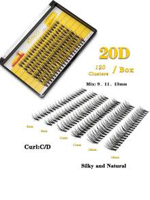 KIMCCI 120 簇，20D 混合长度，亮黑色，0.07 厚度，C/D 卷曲，20D 丝滑柔软貂皮效果睫毛延长睫毛簇，睫毛簇，单根睫毛，睫毛，假睫毛 - 黑色 - 查看 3