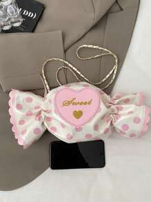 Bolso bandolera con forma de dulce, bolso creativo con diseño de corazón y letra, adecuado para niñas, mujeres, estudiantes universitarios, jóvenes profesionales y trabajadores de oficina, excelente para combinar con atuendos