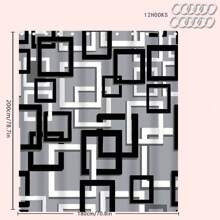 4 Stücke modernes schwarz-graues gestreiftes Badezimmer Set, inklusive Duschvorhang, Badematte, U-förmige Toilettenabdeckung, Toilettendeckelabdeckung, wasserdichter Duschvorhang, modischer Tür-/Fenstervorhang, ohne Bohren erforderlich, Polyester, maschinenwaschbar, Badezimmer Deko für den Schulanfang