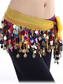 肚皮舞亮片腰带金铜币肚皮舞臀巾女士肚皮舞腰链舞蹈表演腰带