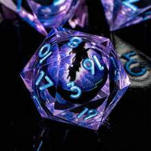 7 件套液体核心树脂骰子套装，适用于 D&D 角色扮演游戏、锋利边缘液体骰子、RPG 骰子游戏 - 彩色 - 查看 8