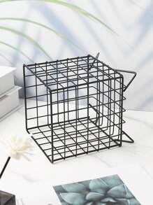 1pc Multifunctional Iron Square Storage Container/Basket, For Coffee Capsules, Cutlery, Stationery, Cosmetic Tools, Household Items, Movable Desktop Organizer, Ideal Gift For Students For Back To School Season