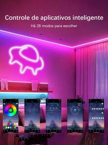 1 个 24 键遥控 RGB LED 霓虹灯带 - 可调光、柔性硅胶，适用于标志、卧室、游戏室和派对装饰
