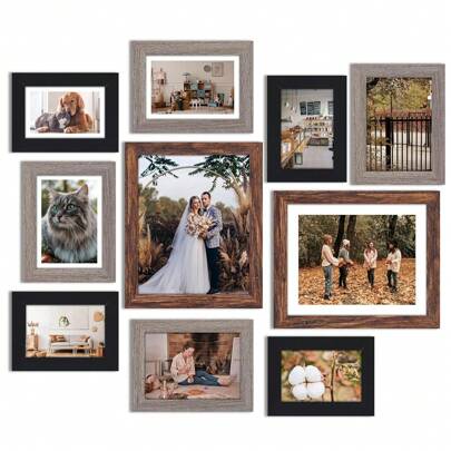 Superlele 10/15/20 Pack Picture Frames Set, Picture Frames Collage Wall Decor For Assorted Photos, Three Sizes 8x10, 5x7, 4x6 For Wall Hanging Or Tabletop Display, Home Decor, Room Decor