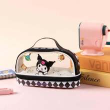 Sanrio 1 Stück Sanrio neue transparente Zweischicht-Federtasche, großer Kapazität 3D Cartoon Stiftemäppchen für Grundschüler/Mittelschüler, minimalistischer multifunktionaler Stiftkasten, Schülerbedarfsartikel, Schule wieder los