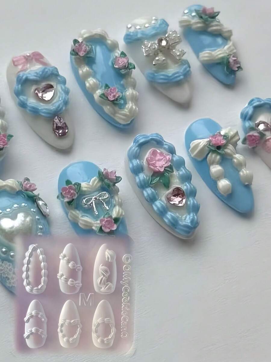 1pc Creative Transparent Silicone Nail Art Mold Kit With Cream Edges, Sequins, Hearts, Stars Design,Nail Supplies,Nail Tools,Nail Art Tools,Back To School,Nails,Nail Tools For Press On Nails - Clear - View 1