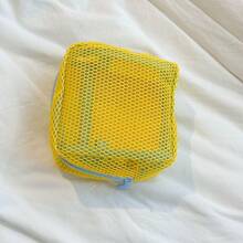 Pochette étanche pour cosmétiques 2025 Dopamine Tofu avec design en maille, grand sac d'articles de toilette de voyage pour produits de maquillage et d'hygiène | Étui de rangement à compartiments multiples avec fermeture éclair et sangle antidérapante. La couleur du nœud est aléatoire.