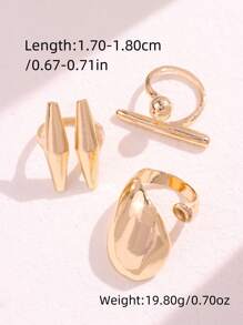 3pcs/Set Fashion Punk INS Minimalist Teardrop And Stud Triangle Ring Set, Street Style And High-End, Exaggerated And Minimalist, Abstract And Vintage, Luxury And Elegant, Suitable For Daily Commute, Party, Romantic Vacation, Photography, Exhibition Hall, Business And Personal Events, Exquisite, Gorgeous, High-End, Cute, Also Suitable For Couple Dating