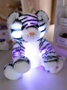 发光老虎毛绒玩具 - 柔软发光填充动物，黑白或棕白相间，20厘米/7.87英寸 - 送给老虎爱好者和收藏家的完美礼物，装饰性毛绒玩具 | 鲜艳的条纹设计 | 柔软涤纶，毛绒玩具 - 彩色 - 查看 12