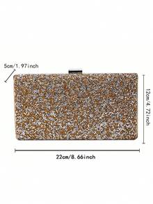 Embrague de noche con adornos de strass premium, bolso de fiesta formal hecho a mano, bolso de banquete enjoyado - Dorado - Ver 4