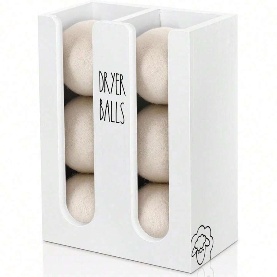 Magnetic Dryer Ball Holder For Laundry Room Organization, Wood Dryer Ball Container Wall Mount, Dryer Balls Organizer For Laundry Room Storage, Laundry Wool Dryer Ball Dispenser Basket (Black) - trắng - Xem 1