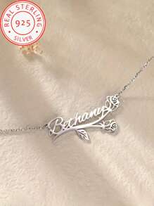 925 Silver Customized Name Necklace With Flower Accessory. Daily Wear And Holiday Gifts, Valentine's Day, Mother's Day, Christmas, Graduation Season. For Moms, Friends, Family, Boyfriends And Girlfriends