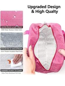 1pc Insulating Lunch Bag A To Z Letter Print Women Cooler Handbags Student Thermal Lunch Bags For Work Thermal Bag For Women Insulated Refrigerated Lunch Box Bag For Man Picnic Bag Fridge Bag Name Initials Pattern Cooler Lunch Box Ice Pack Storage Bag Back To School School Stuff Bag For School Lunch Bag For Women Cooler Bag Picnic Accessories School Accessories - Pink - View 4